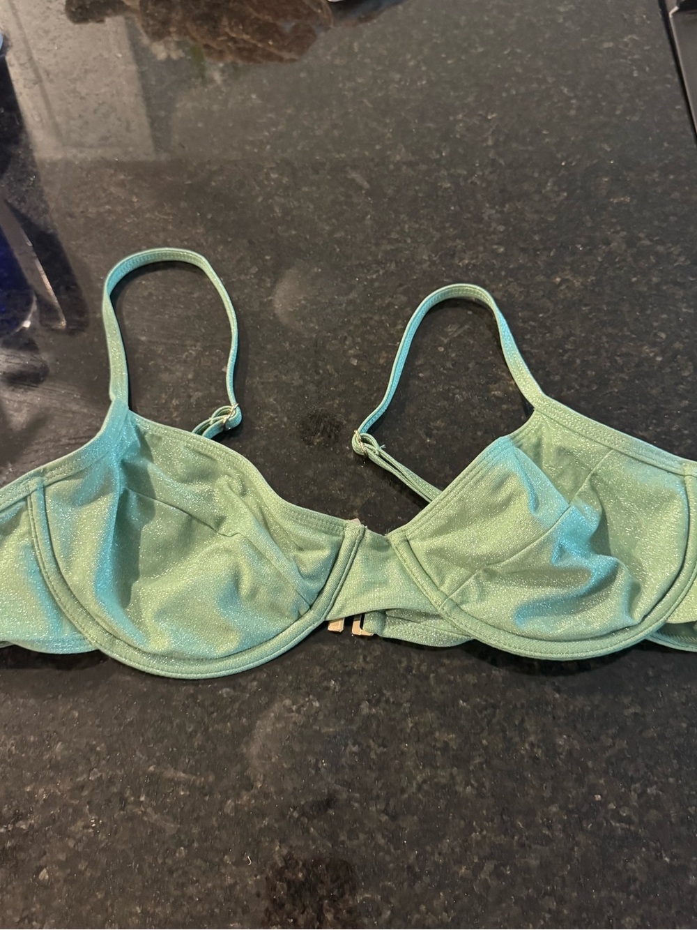 Shimmery Mint Green Underwire Bra with Adjustable Straps